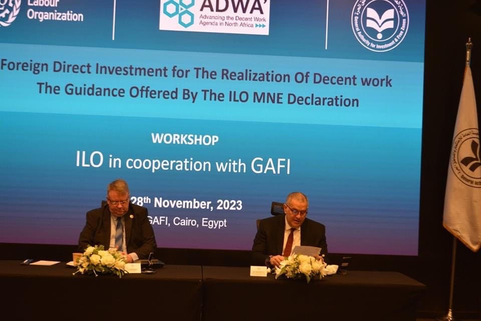 تعاون بين الهيئة العامة للاستثمار والمناطق الحرة ومنظمة العمل الدولية للتوعية بدور الاستثمار في توفير فرص العمل اللائق